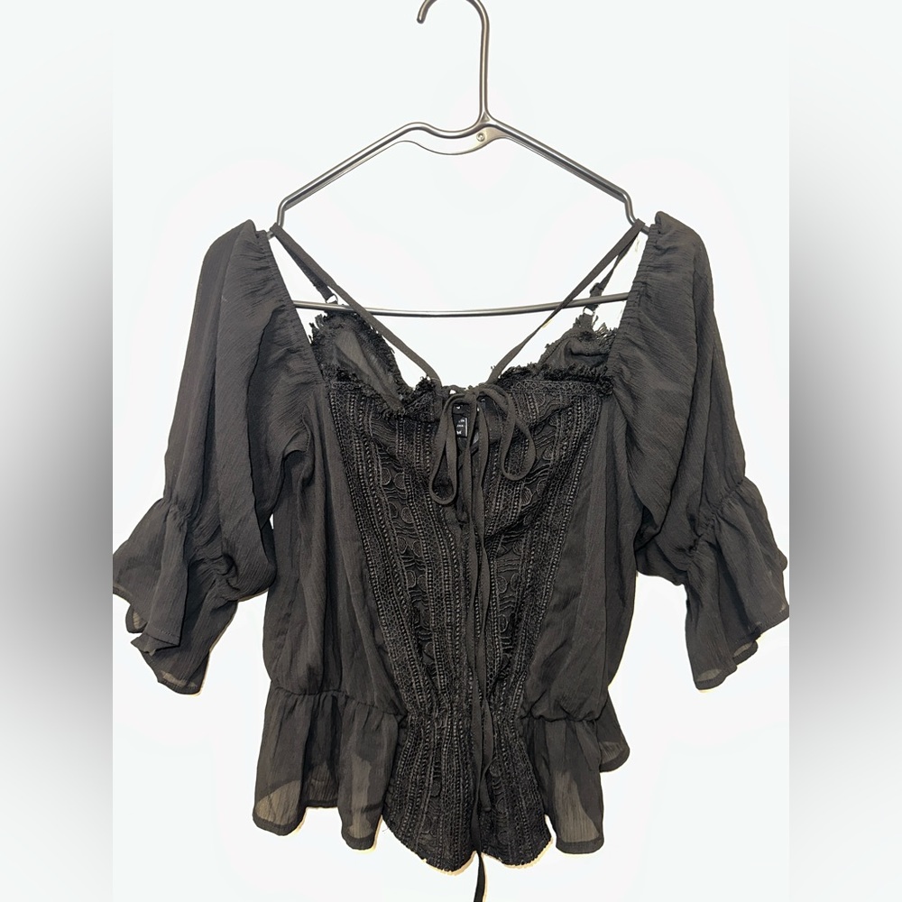 Fashion nova sheer black top lace